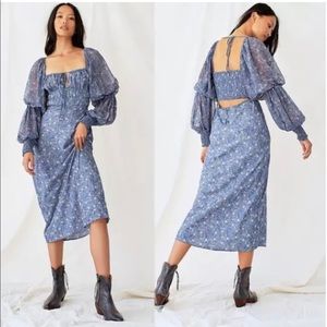 Free People Blue Floral Midi Dress